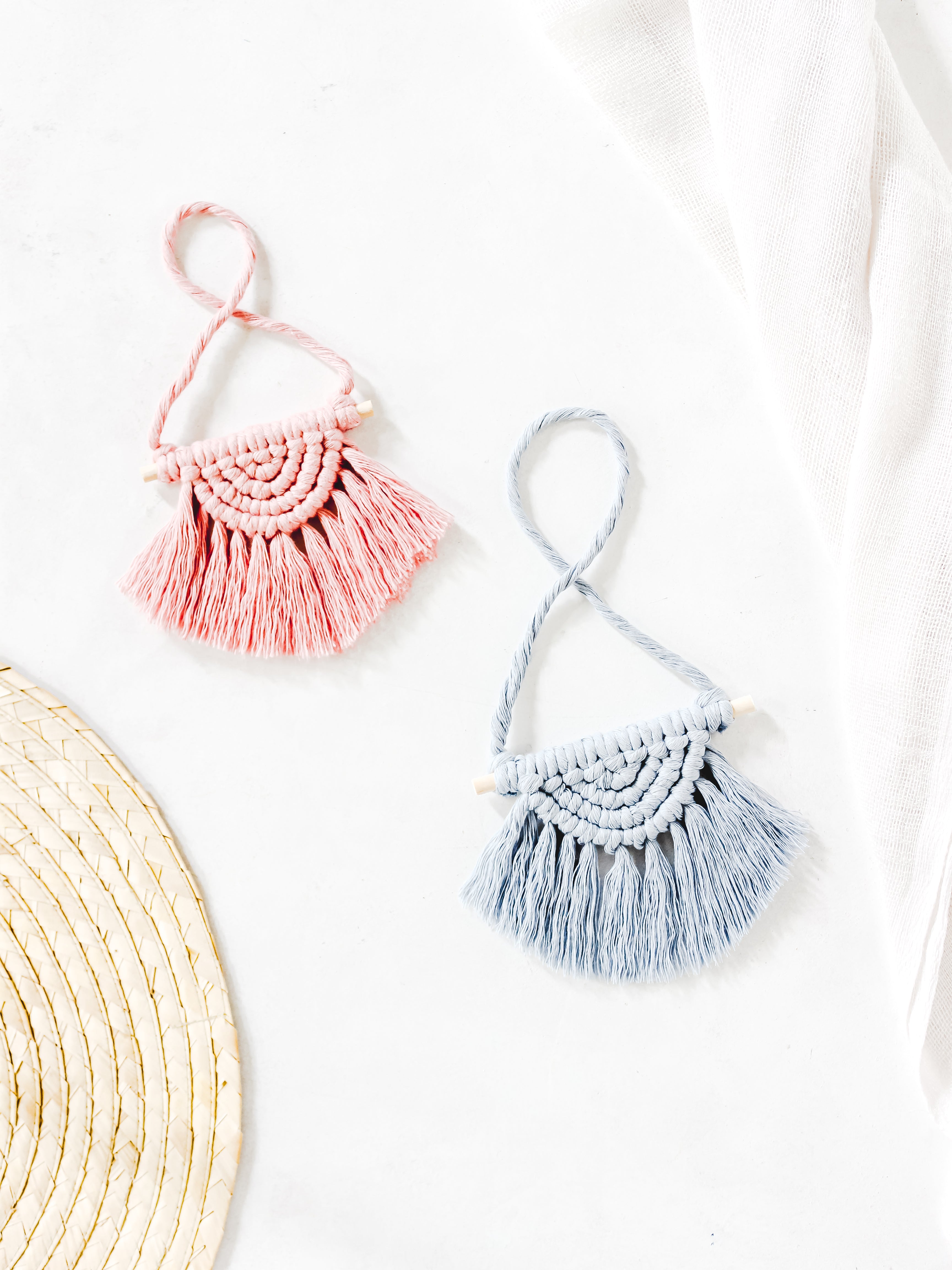 Half Moon Macrame Charm