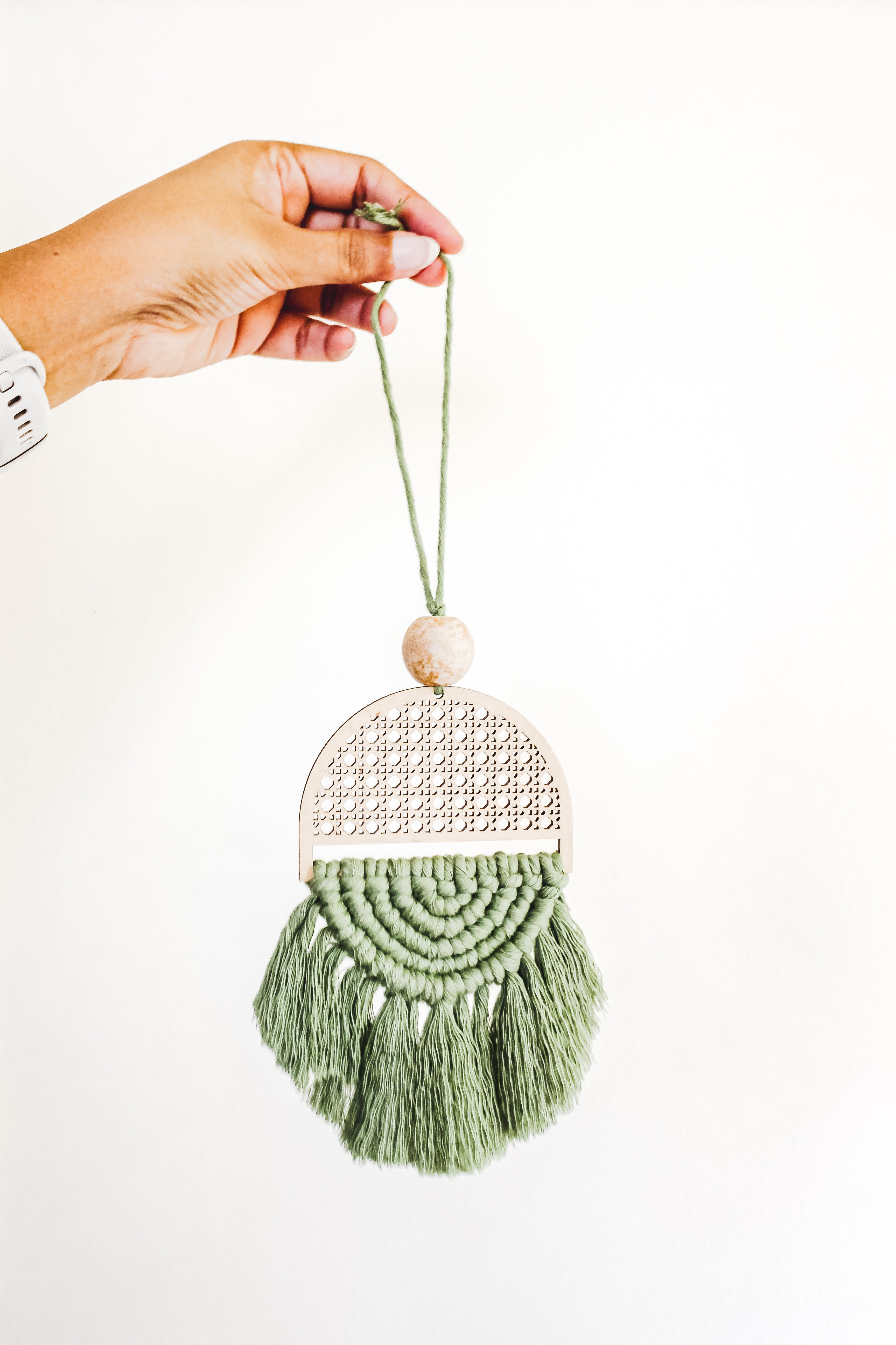 Rattan Half-Moon Macrame Charm
