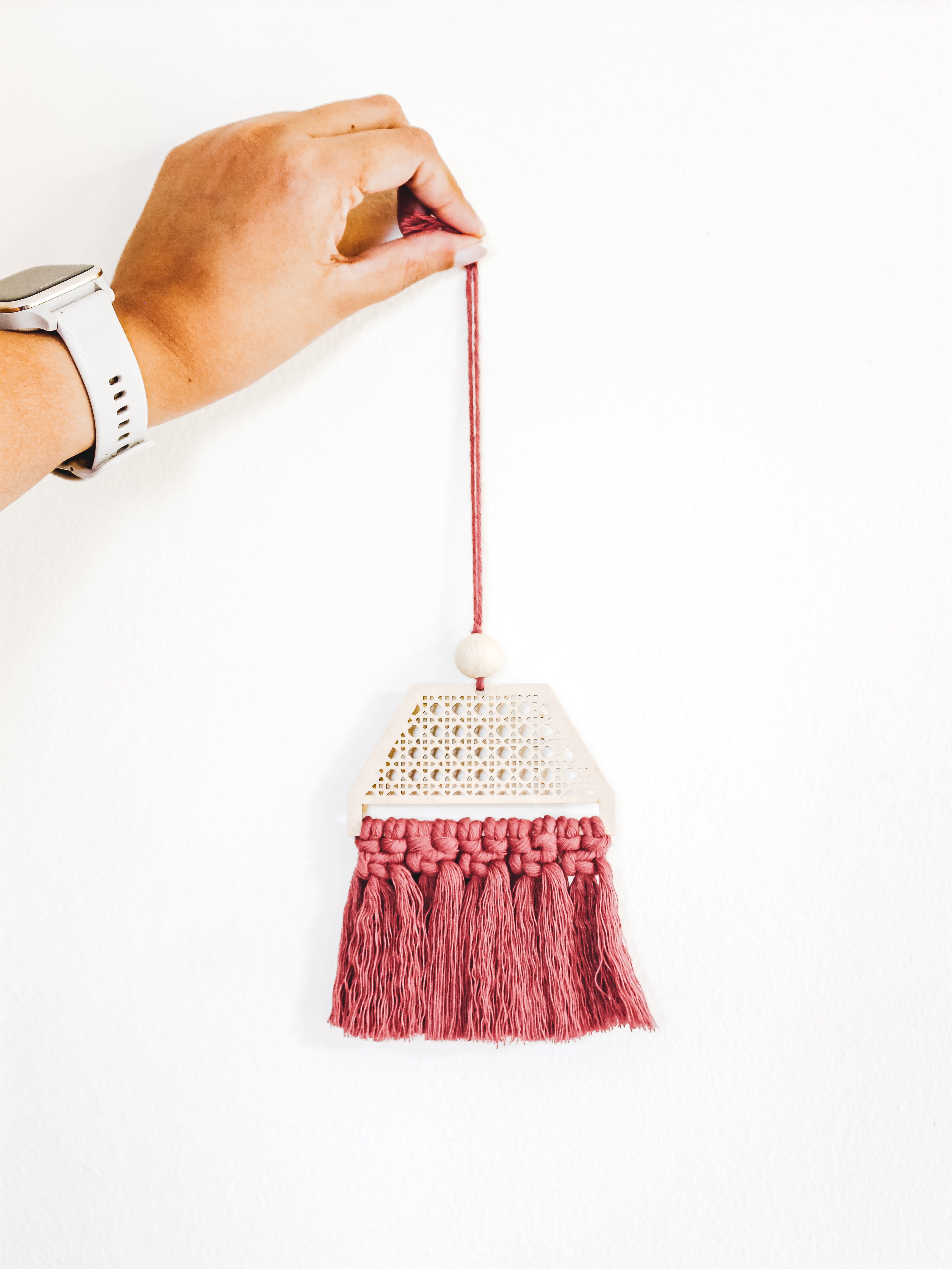 Rattan Quadrilateral Macrame Charm