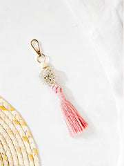 Rattan Tassel Hexagon Keychain