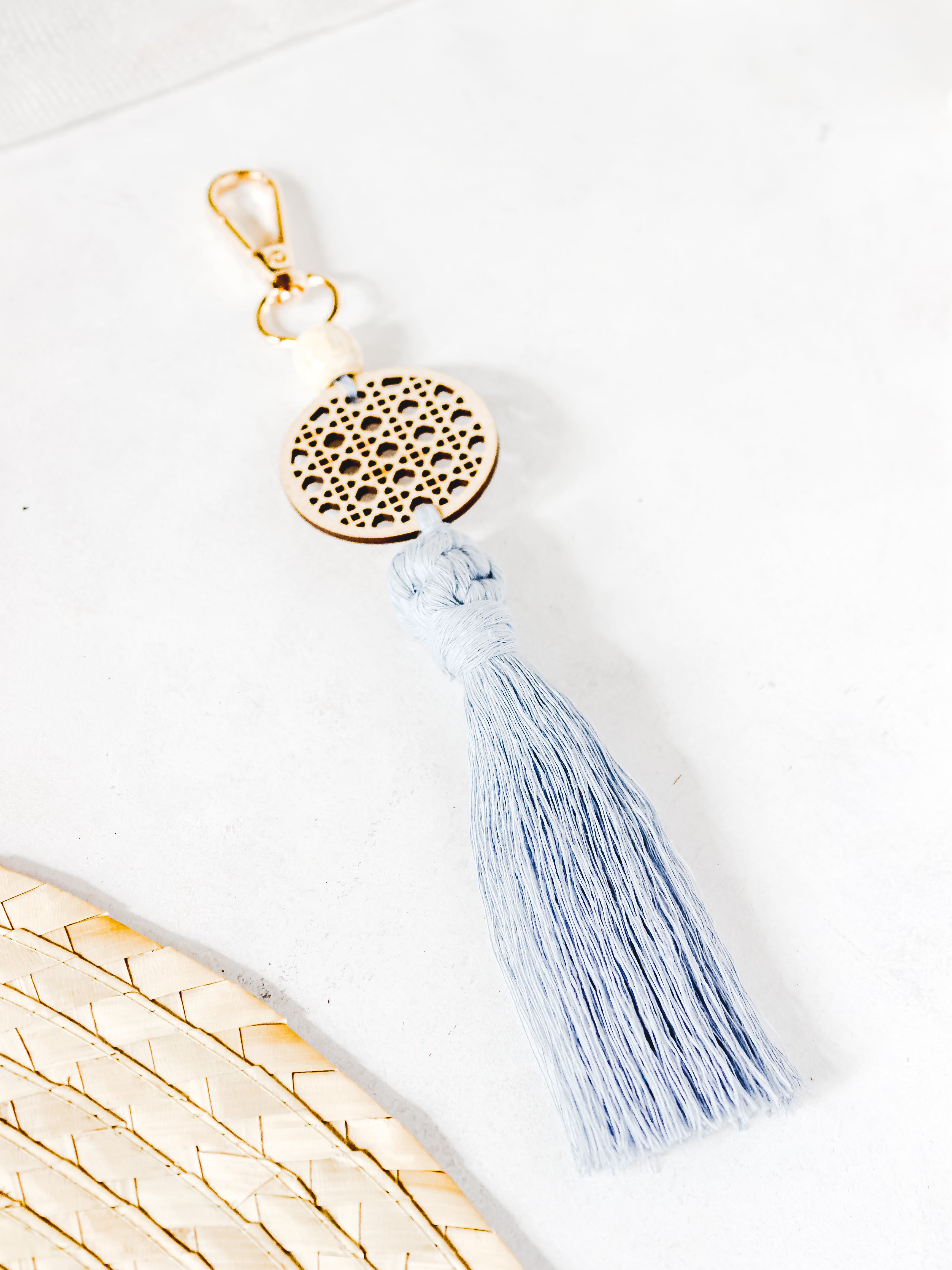Rattan Tassel Circle Keychain