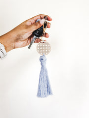 Rattan Tassel Circle Keychain