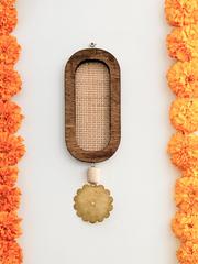 Wooden Rattan Brass Hanging