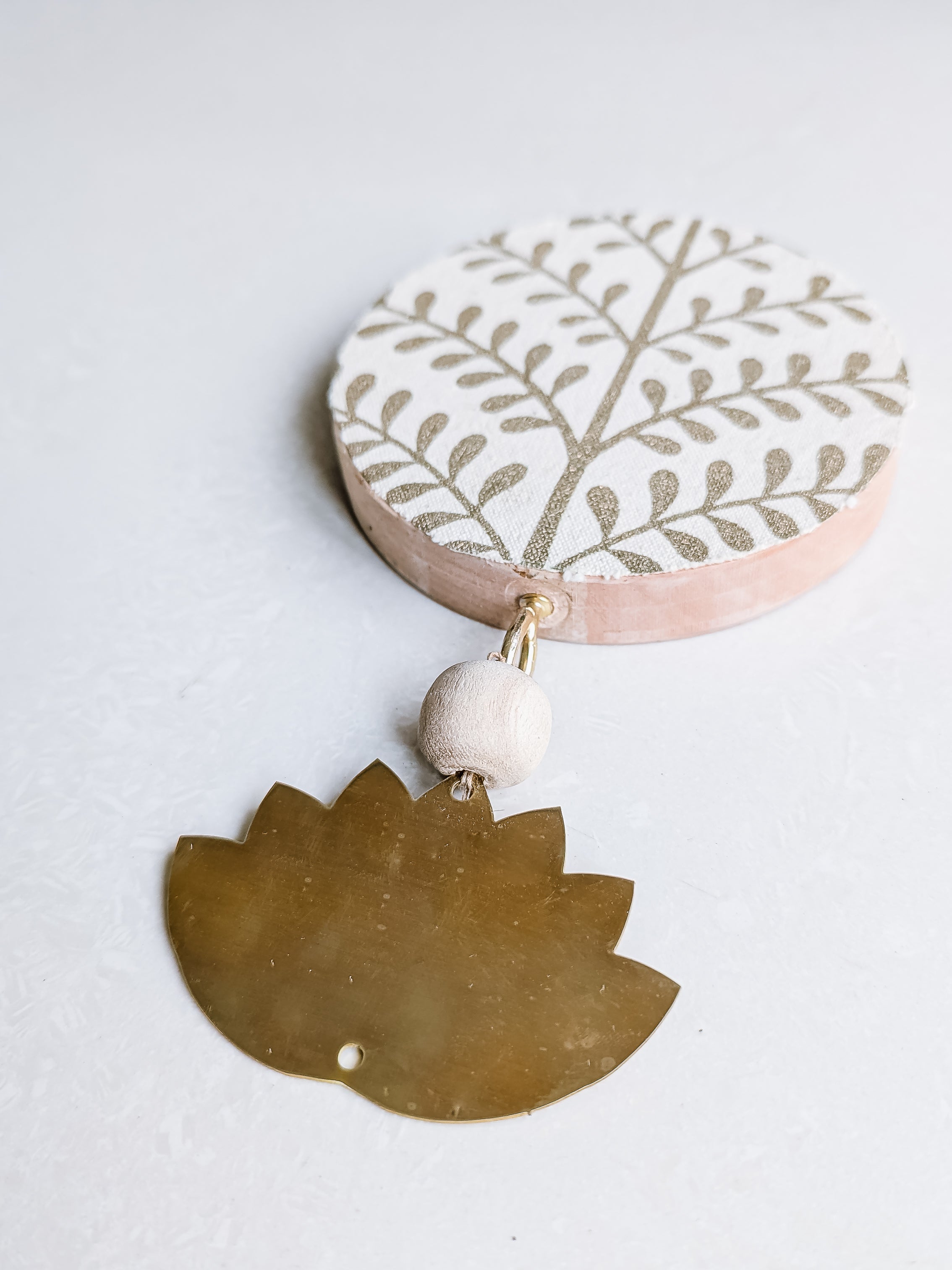 Wooden Fabric Brass Hanging